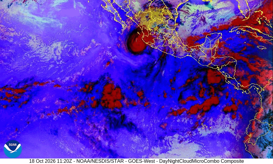 GOES-18 Day Night Cloud MicroCombo Pacífico Este